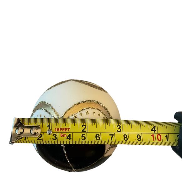 Set 6 Vitbis BLACK GOLD Glass Christmas Ornaments 3in Handcrafted in Poland NEW - Picture 10 of 15